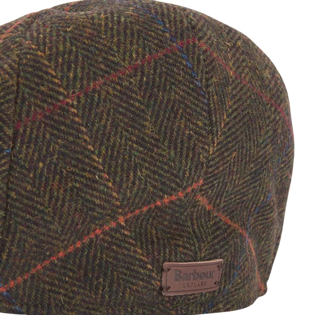 Barbour Men's Wilkin Flat Cap in Olive Herringbone