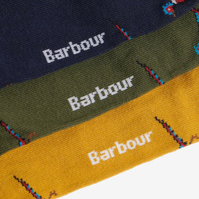Barbour Pheasant Socks Gift Set in Forest Mist