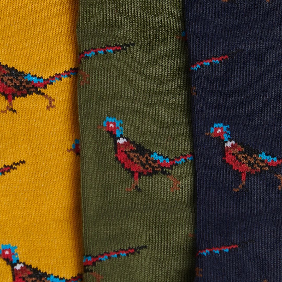 Barbour Pheasant Socks Gift Set in Forest Mist