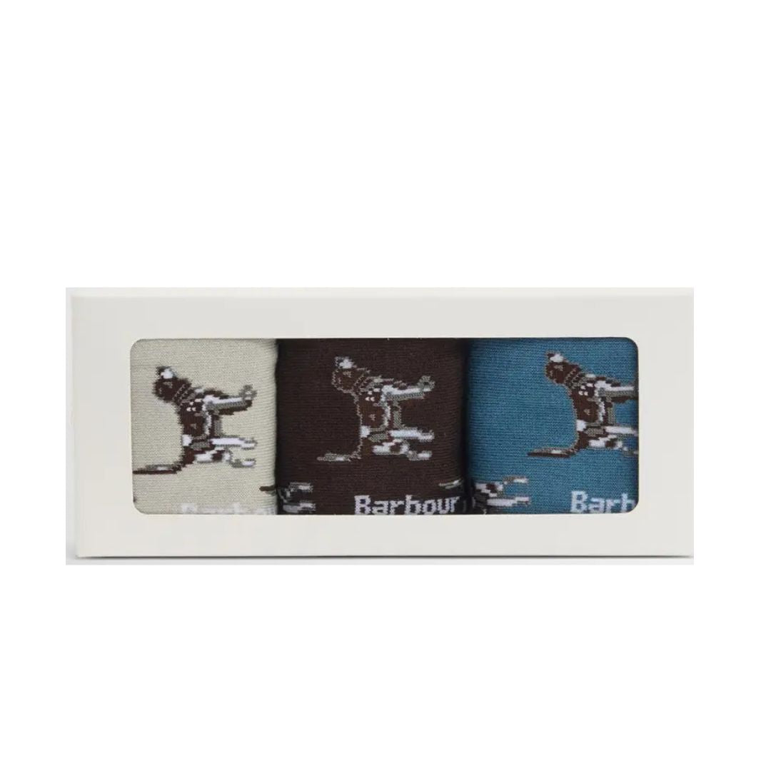 Barbour Pointer Dog Sock Gift Box in Bluestone