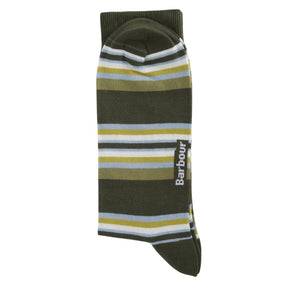 Barbour Summer Socks in Multi Stripe Olive & Navy - 2 Pack
