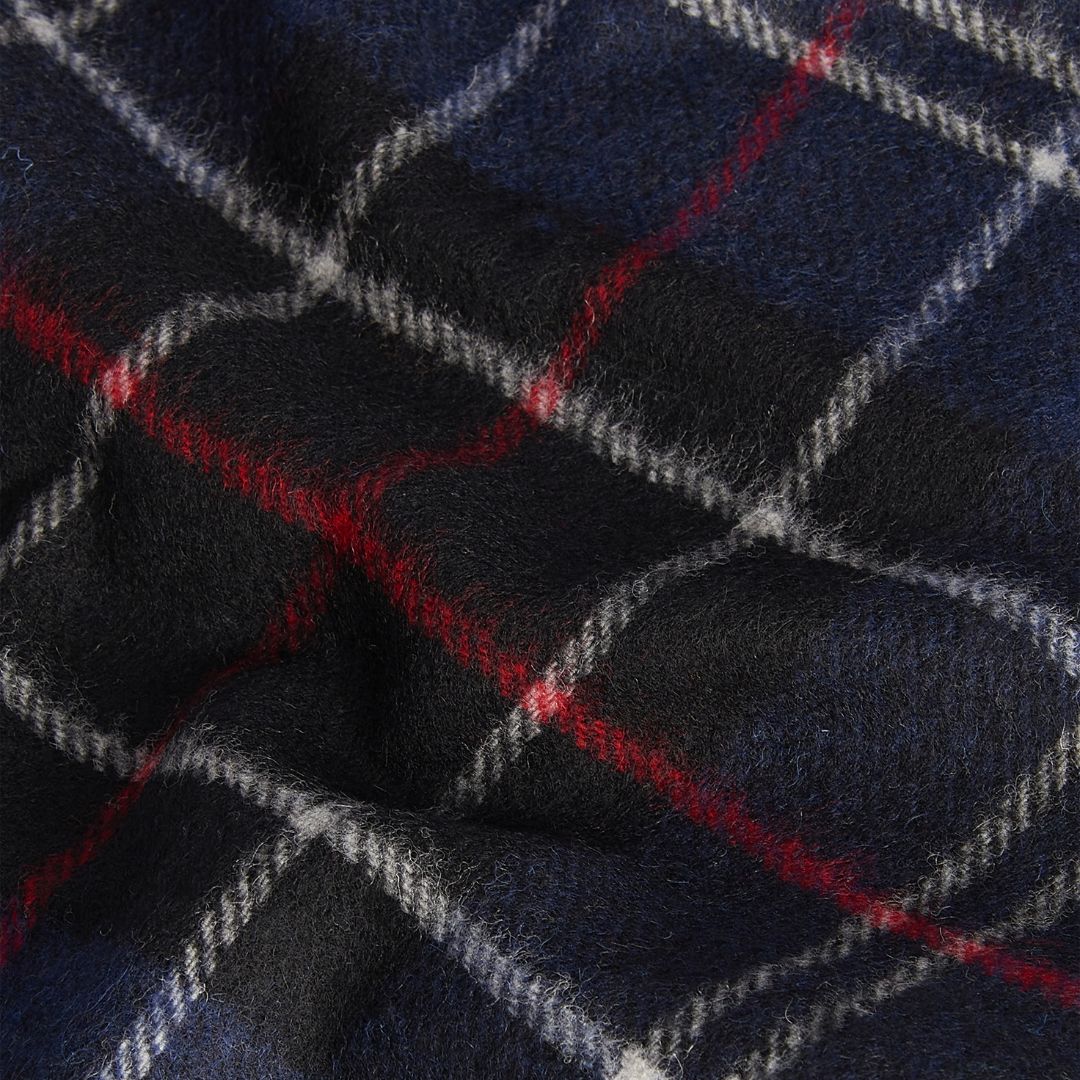 Barbour Tartan Lambswool Scarf in Navy & Red