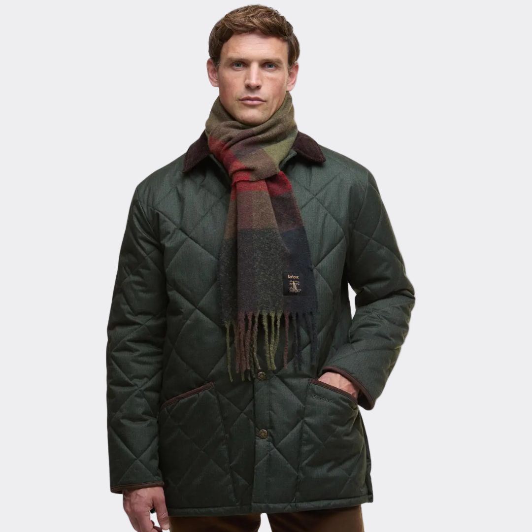 Barbour Westerdale Scarf in Olive & Fired Brick