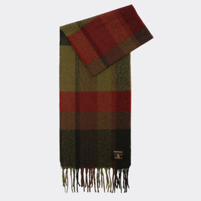 Barbour Westerdale Scarf in Olive & Fired Brick