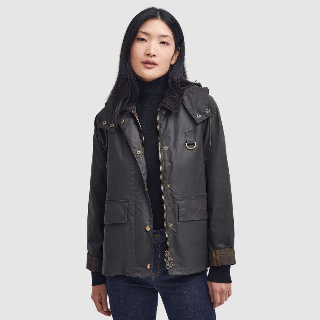 Barbour Women's Avon Waxed Jacket in Olive/Classic