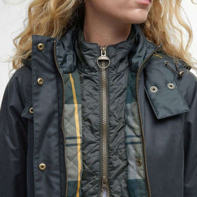 Barbour Women's Cannich Waxed Jacket in Sage Ancient Tartan