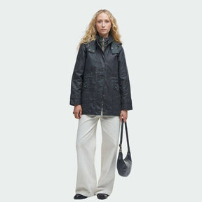 Barbour Women's Cannich Waxed Jacket in Sage Ancient Tartan