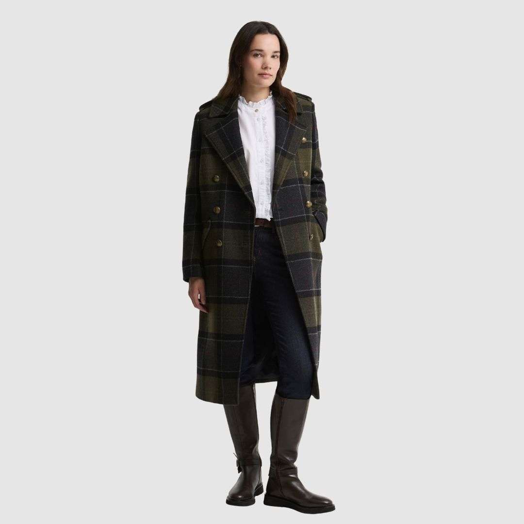 Barbour Women's Cottesmore Wool Coat in Shadow Tartan