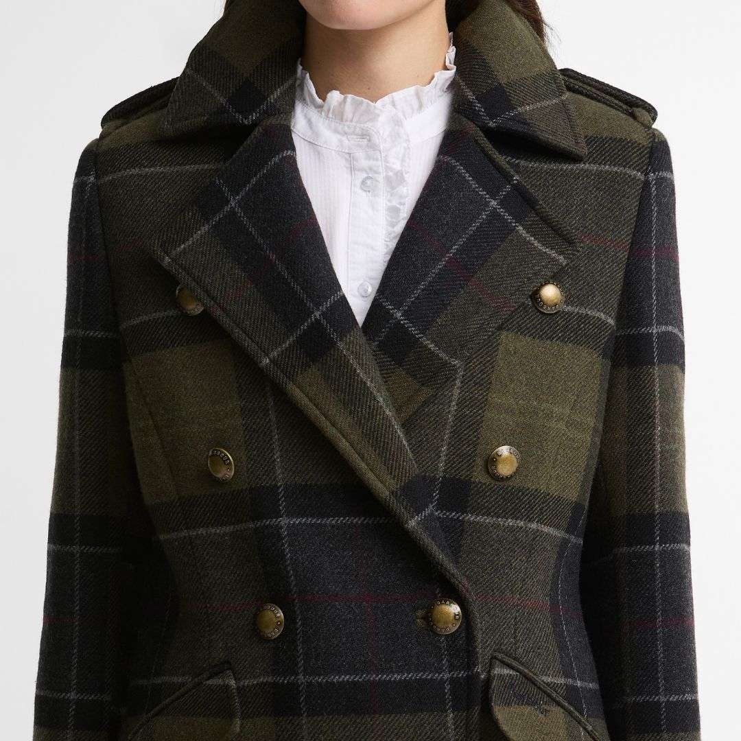 Barbour Women's Cottesmore Wool Coat in Shadow Tartan