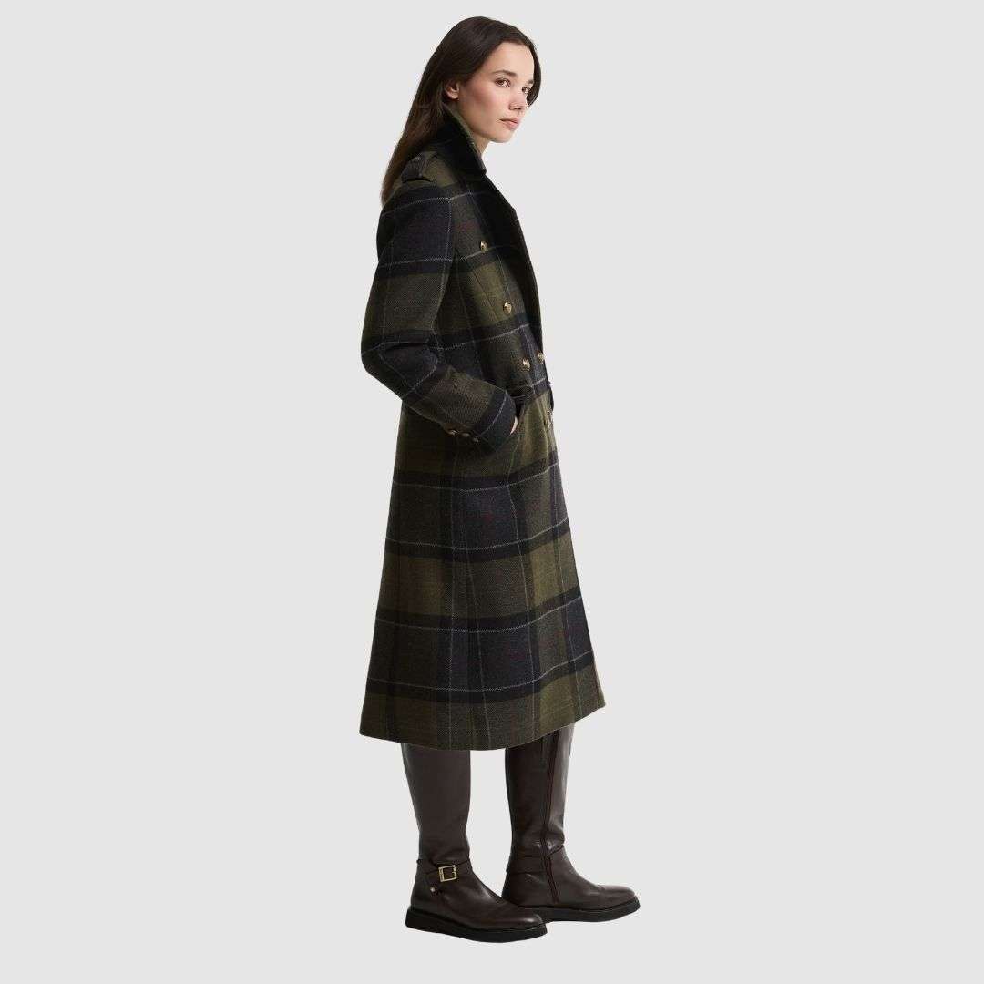 Barbour Women's Cottesmore Wool Coat in Shadow Tartan