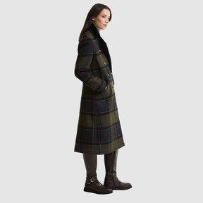 Barbour Women's Cottesmore Wool Coat in Shadow Tartan