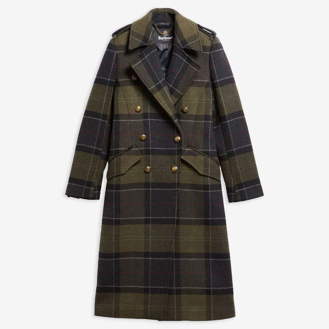 Barbour Women's Cottesmore Wool Coat in Shadow Tartan