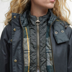 Barbour Women's Crannich Waxed Jacket in Sage Ancient Tartan