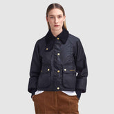 Barbour Women's Cropped Beadnell Waxed Jacket in Black