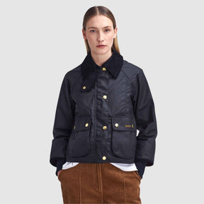 Barbour Women's Cropped Beadnell Waxed Jacket in Black