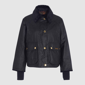 Barbour Women's Cropped Beadnell Waxed Jacket in Black