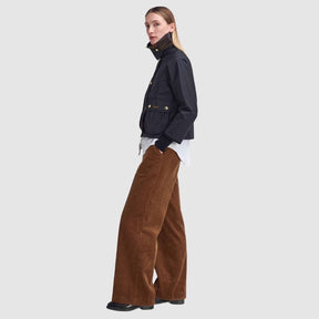 Barbour Women's Cropped Beadnell Waxed Jacket in Black