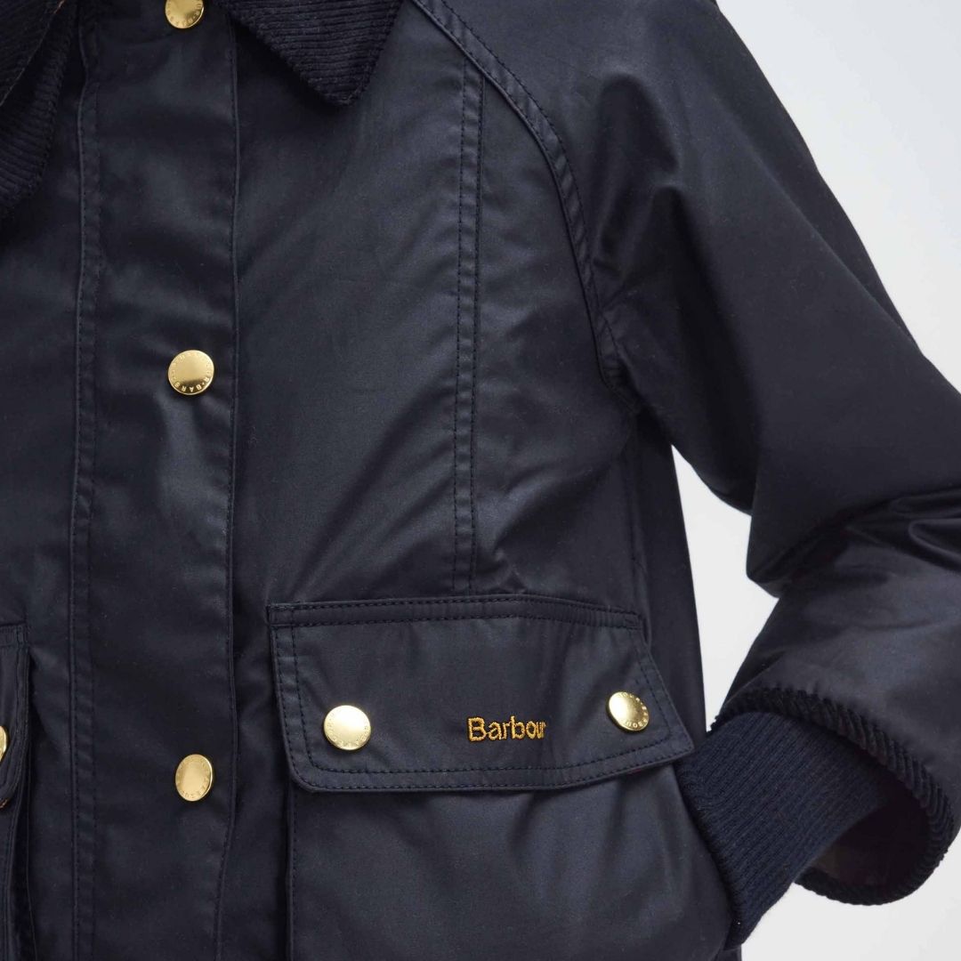 Barbour Women's Cropped Beadnell Waxed Jacket in Black