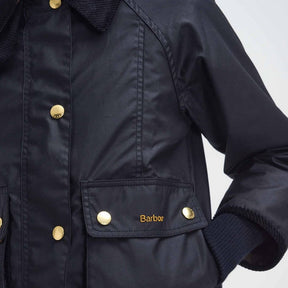 Barbour Women's Cropped Beadnell Waxed Jacket in Black