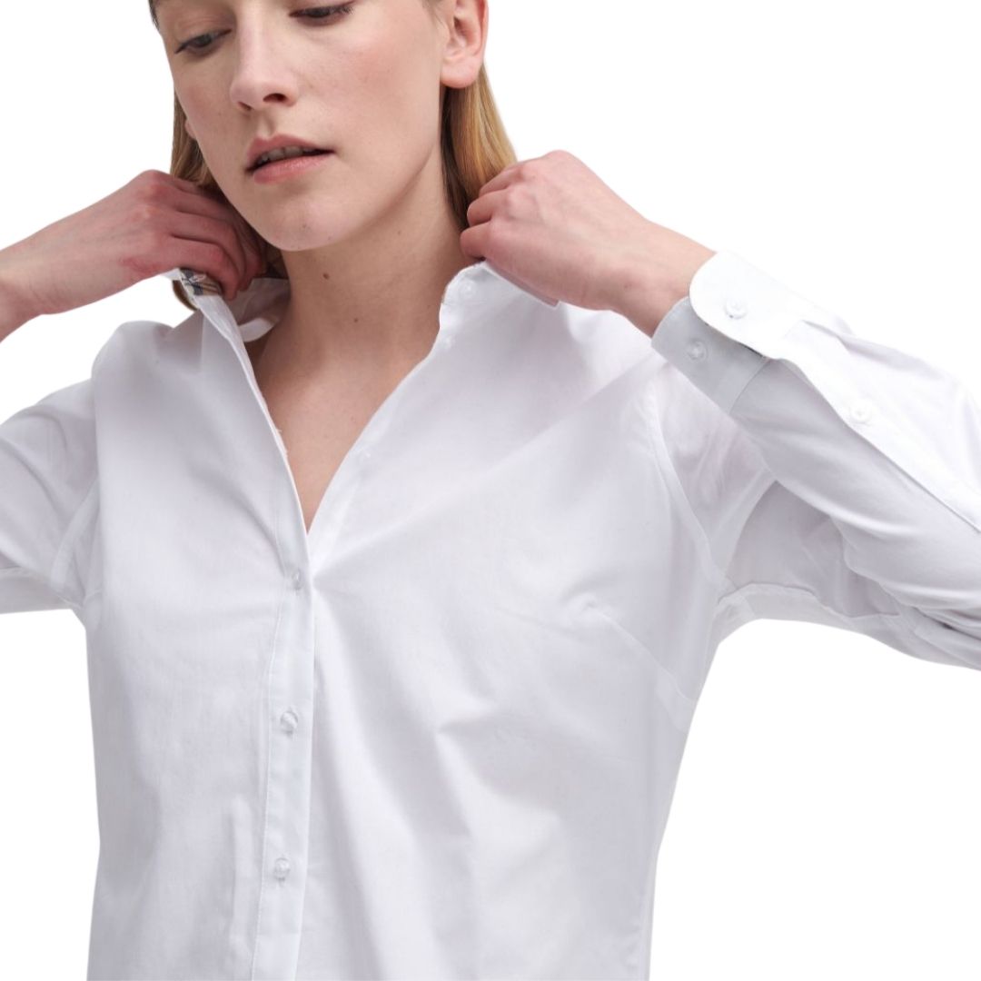 Barbour Women's Derwent Regular Long-Sleeved Shirt in White and Hessian Tartan