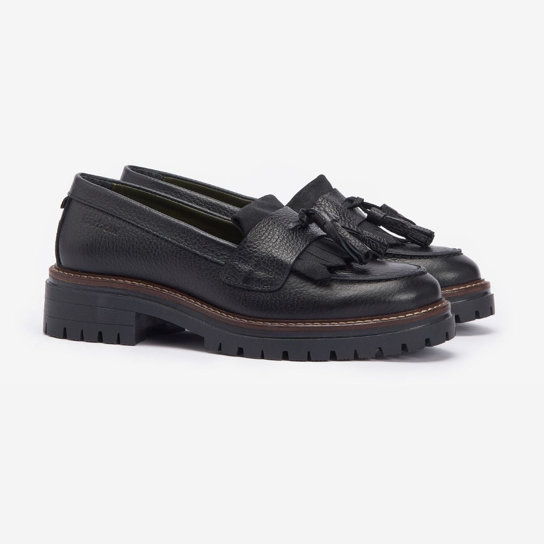 Barbour Women's Dolores Tassel Trim Loafers in Black