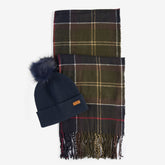 Barbour Women's Dover Beanie & Hailes Scarf Gift Set in Classic Tartan