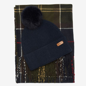 Barbour Women's Dover Beanie & Hailes Scarf Gift Set in Classic Tartan