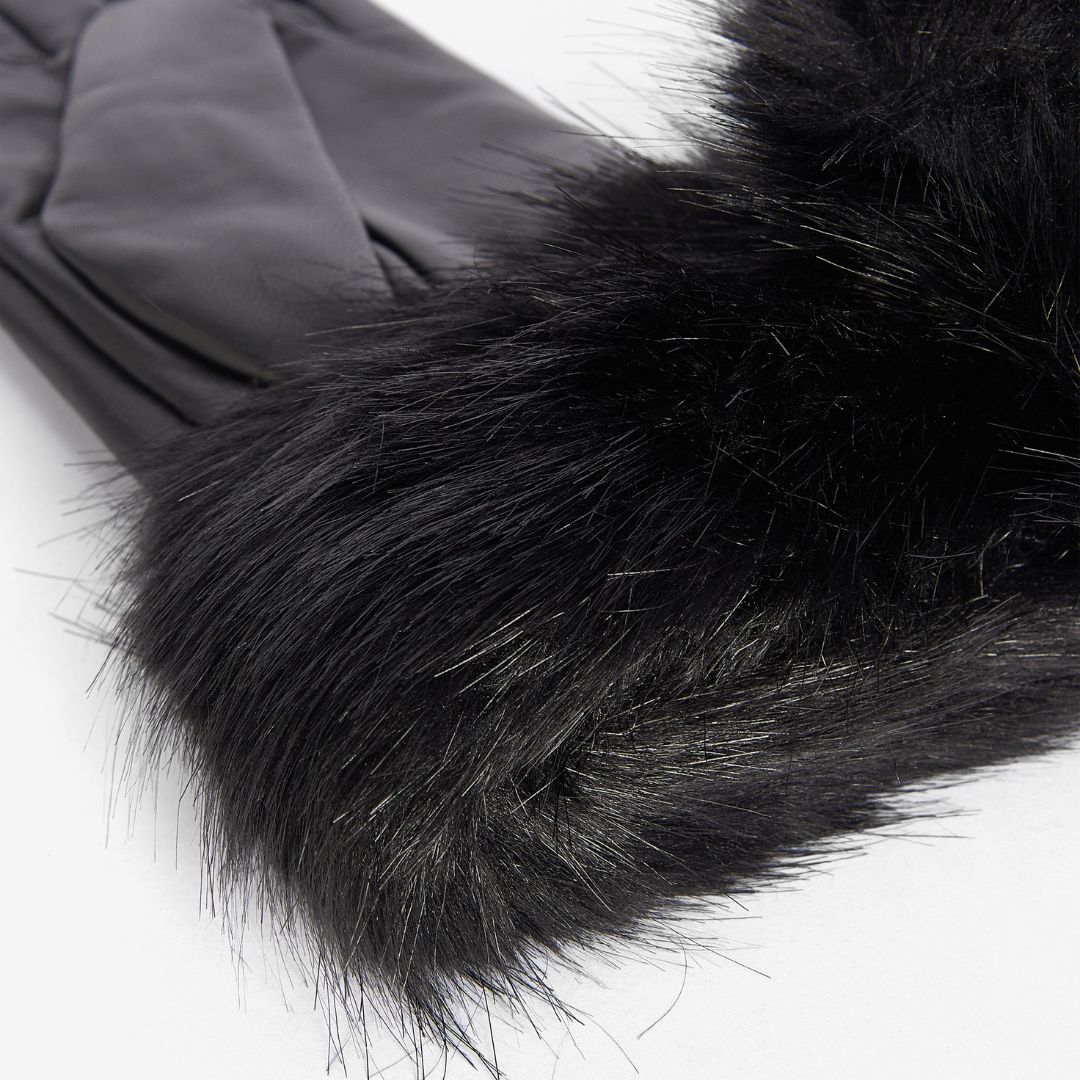 Fur Trim Barbour Gloves Womens White Women's Barbour Fur Trimmed