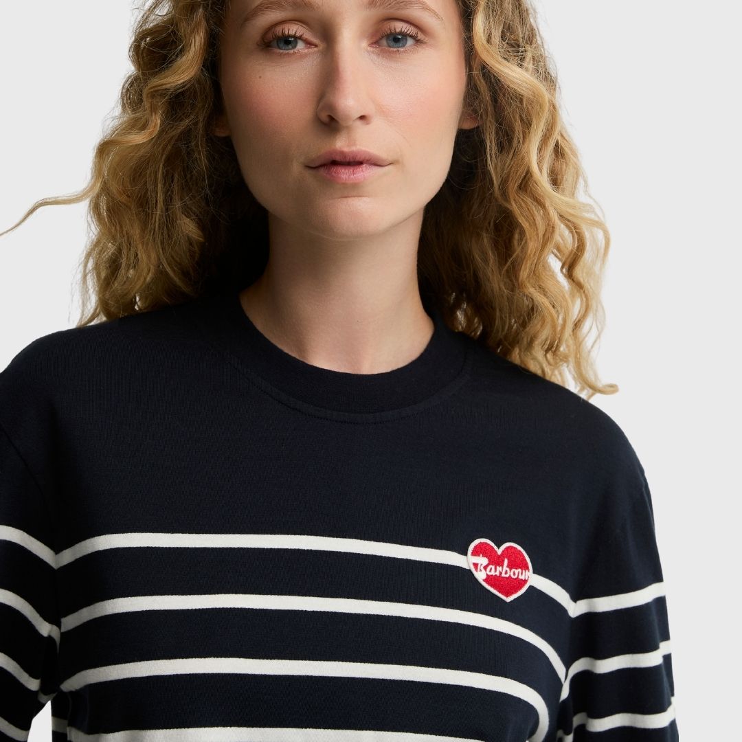 Barbour Women's Harling Stripe Top in Dark Navy