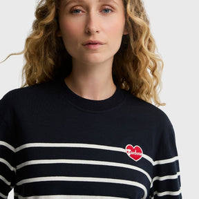 Barbour Women's Harling Stripe Top in Dark Navy