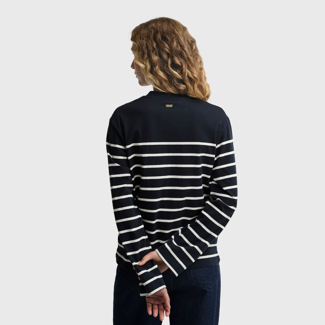 Barbour Women's Harling Stripe Top in Dark Navy
