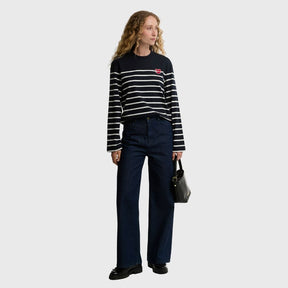 Barbour Women's Harling Stripe Top in Dark Navy