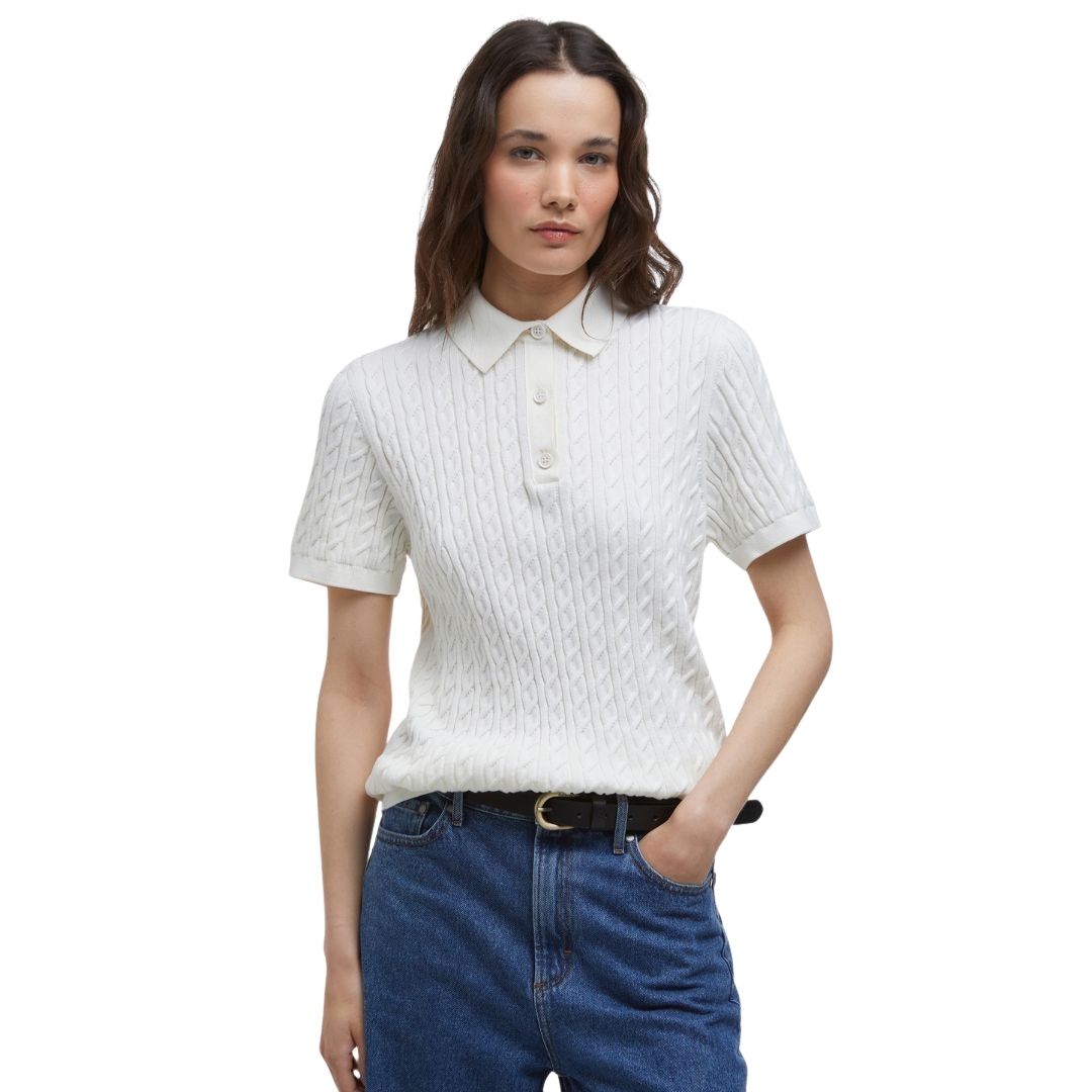 Barbour Women's Hartland Knit Polo Shirt in Cloud