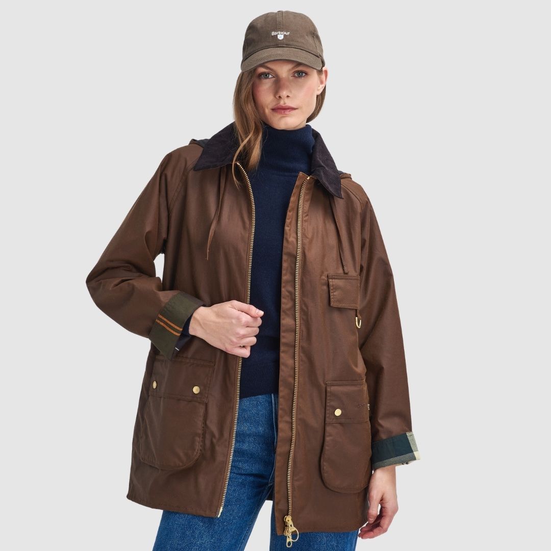 Barbour Women's Highclere Waxed Jacked in Bark/Muted