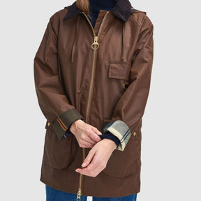 Barbour Women's Highclere Waxed Jacked in Bark/Muted