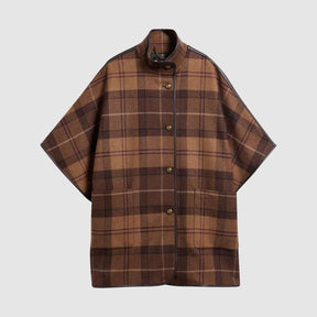 Barbour Women's Judith Wool Cape in Shadow Tartan