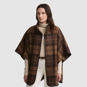 Barbour Women's Judith Wool Cape in Shadow Tartan