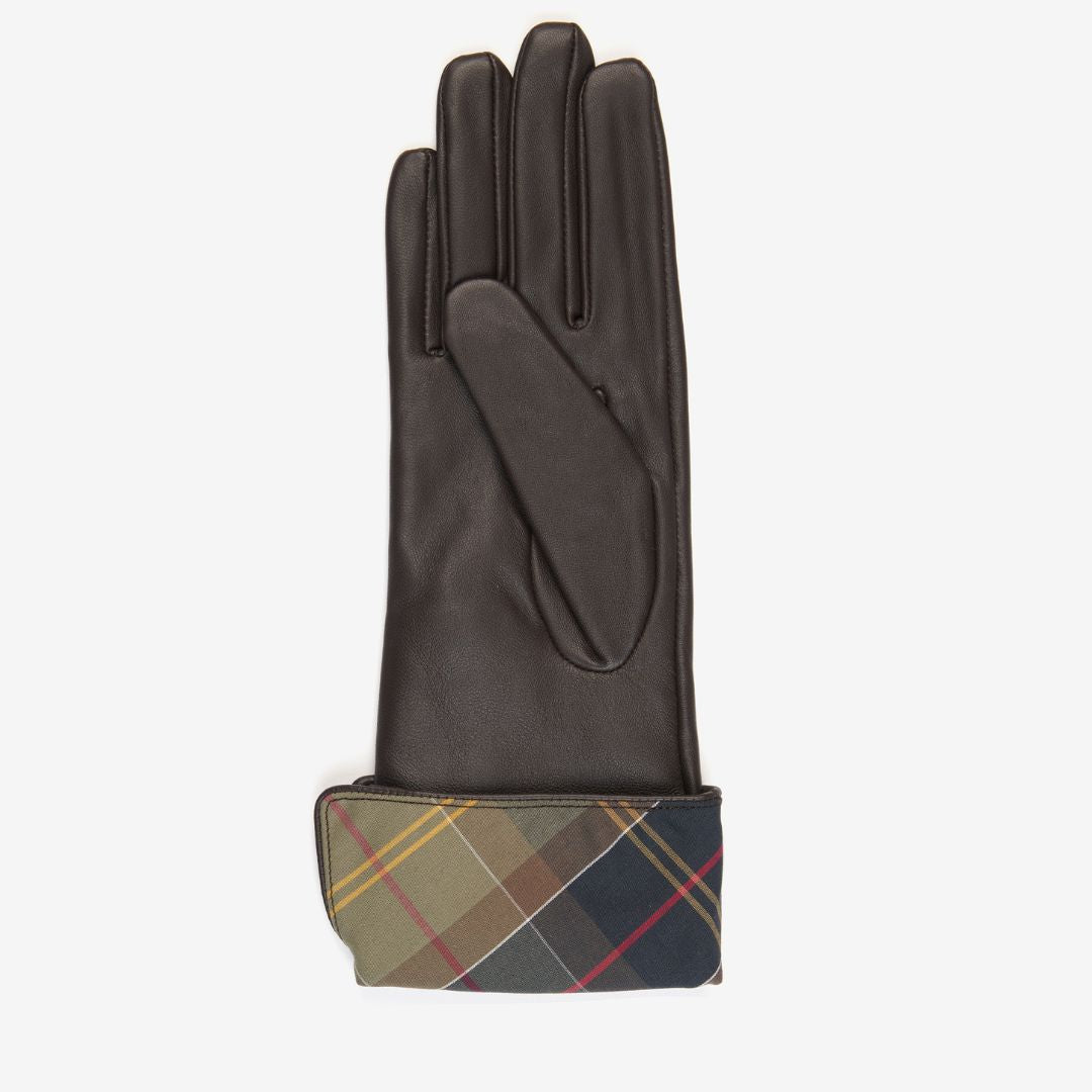 Barbour Women s Lady Jane Leather Gloves in Choc Classic Tartan