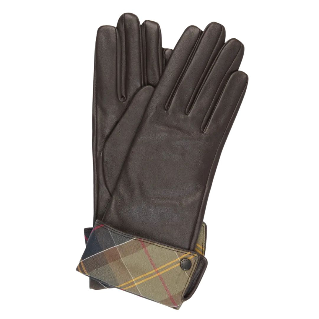 Barbour Women's Lady Jane Leather Gloves in Choco & Classic Tartan