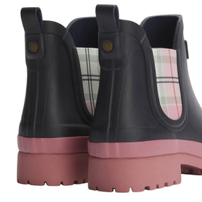 Barbour Women's Mallow Chelsea Wellington Boots in Navy and Cherry Blossom