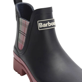 Barbour Women's Mallow Chelsea Wellington Boots in Navy and Cherry Blossom