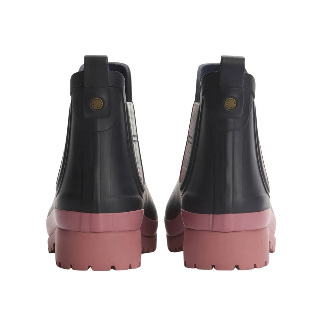 Barbour Women's Mallow Chelsea Wellington Boots in Navy and Cherry Blossom