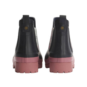 Barbour Women's Mallow Chelsea Wellington Boots in Navy and Cherry Blossom