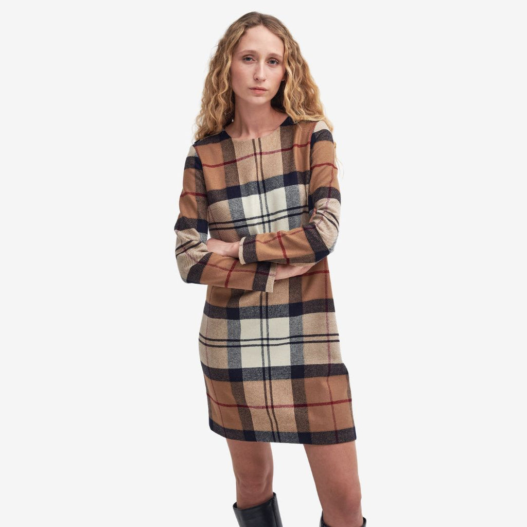 Barbour Women's Nancy Tartan Mini Dress in Hessian Tartan Barbour Women's Nancy Tartan Mini Dress in Hessian Tartan