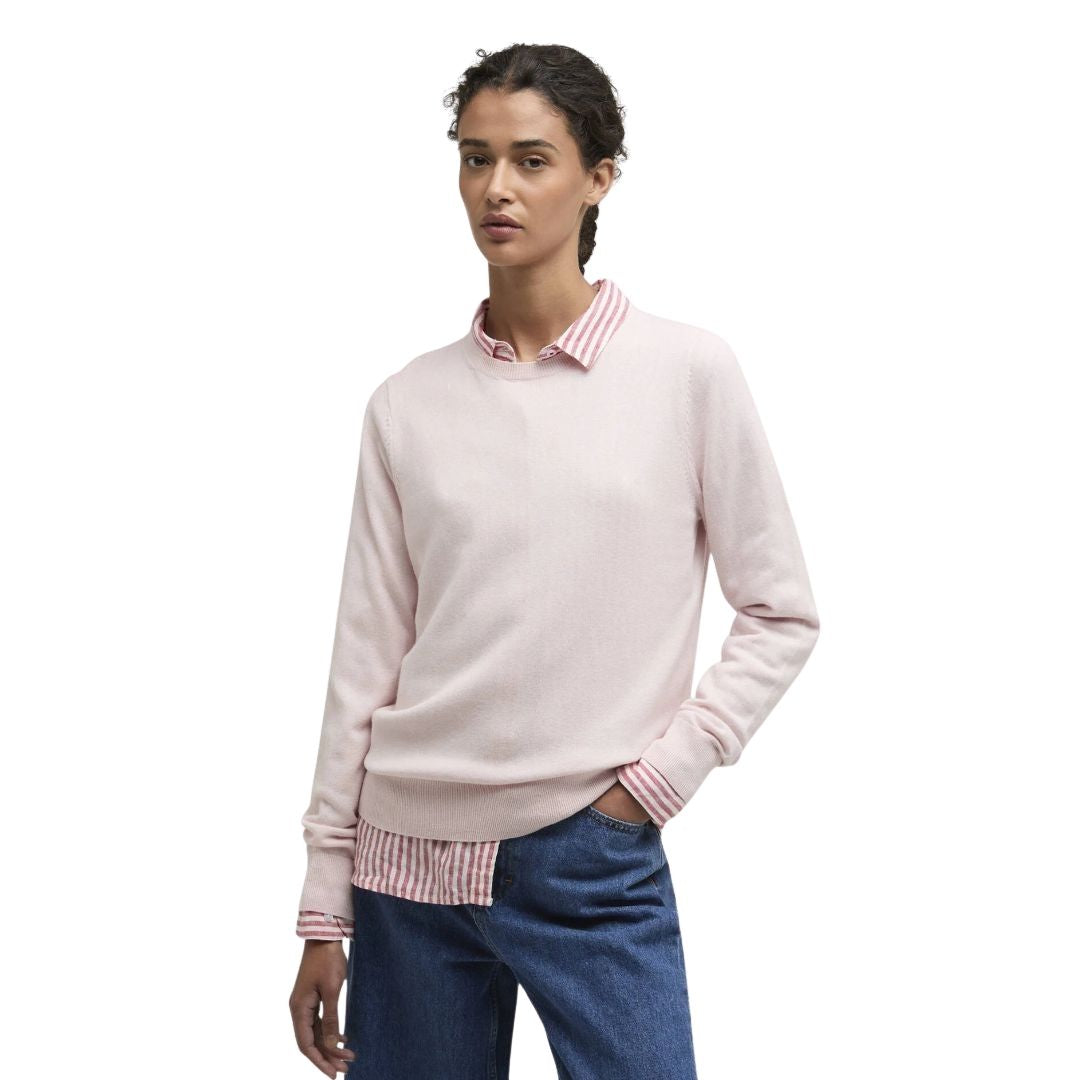 Barbour Women's Oakley Knit Crew Neck Jumper in Pink