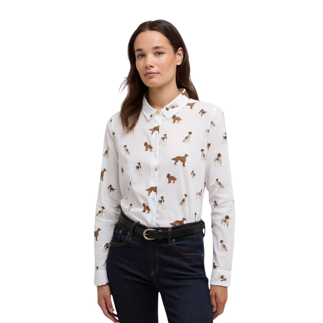 Barbour Women's Safari Relaxed Long-Sleeved Shirt in Multi Dog Print