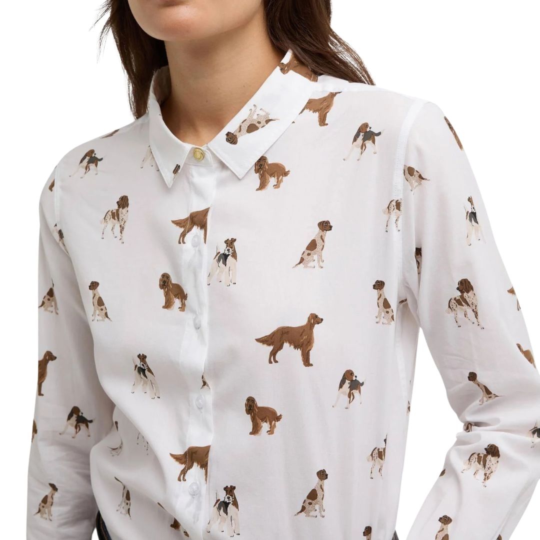 Barbour Women's Safari Relaxed Long-Sleeved Shirt in Multi Dog Print