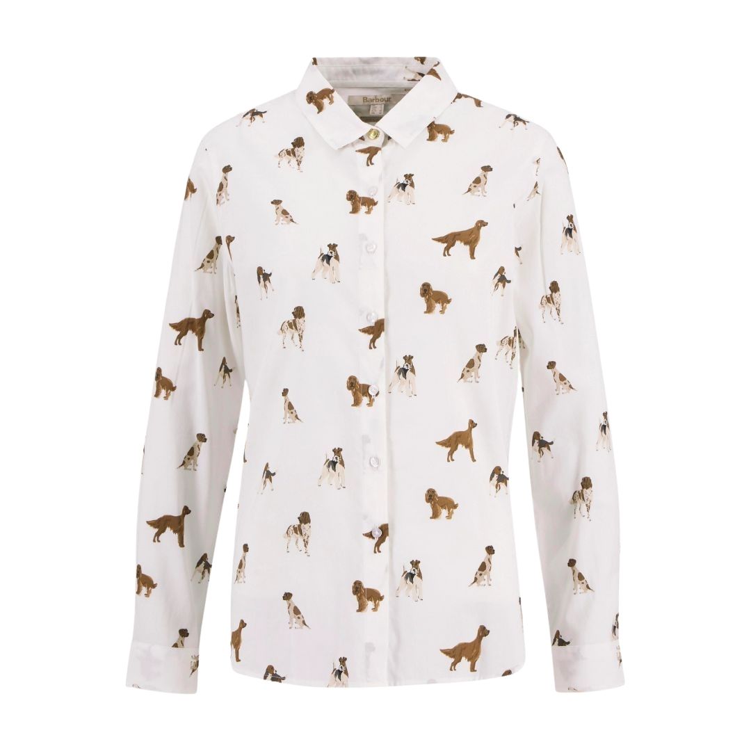 Barbour Women's Safari Relaxed Long-Sleeved Shirt in Multi Dog Print