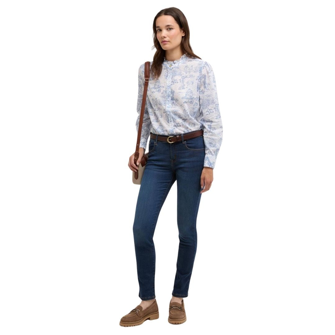 Barbour Women's Wisteria Long-Sleeved Shirt in Ink Blue Print