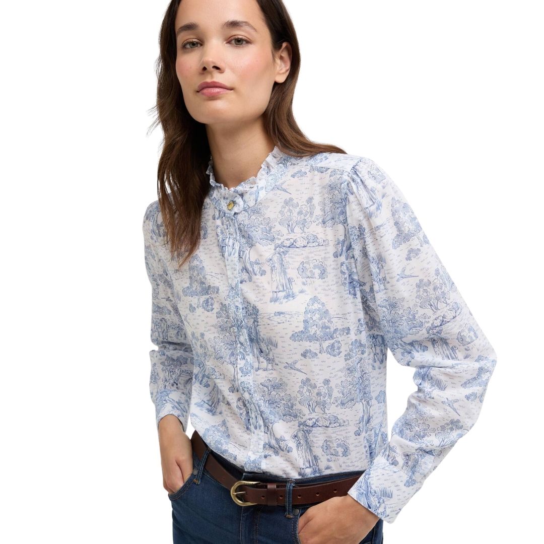 Barbour Women's Wisteria Long-Sleeved Shirt in Ink Blue Print